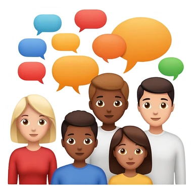people connected in a group chat with multiple speech bubbles sticker