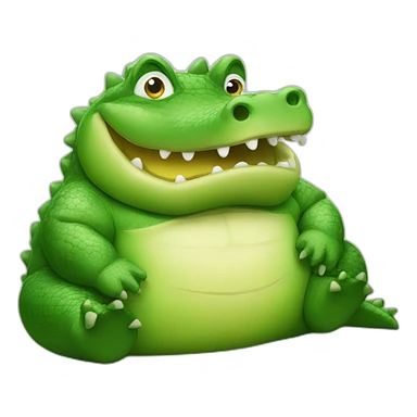 fat and round alligator sitting sticker