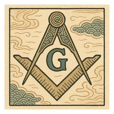 ukiyo-e inspired freemason symbol sticker