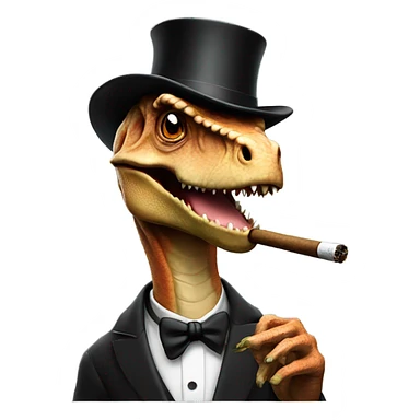 Dinosaur Smoking Cigar with top hat sticker