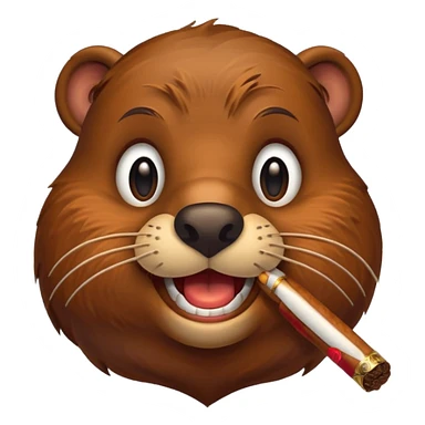 cartoon beaver face holding a cigar sticker