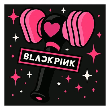 decorative item inspired by BLACKPINK, black and pink colors, sparkling accents, modern pop feel, vibrant toon style sticker