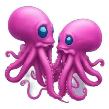 a blue kraken kissing an another pink kraken sticker