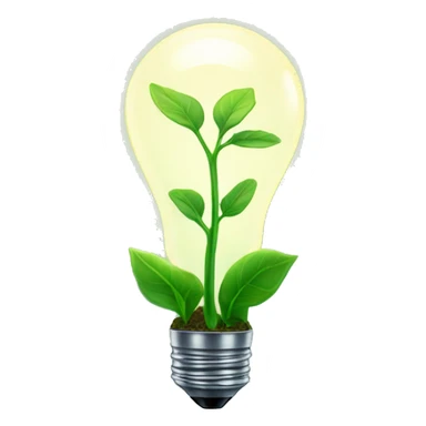 a plant sprout inside a glowing idea lightbulb sticker