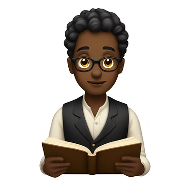 1875 black person reading a book sticker