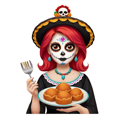 Día de muertos cabello rojo pan de muerto papel picado sticker