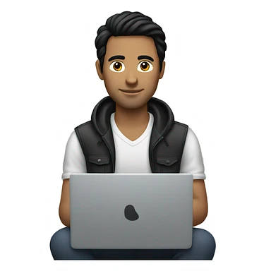 white man with black hair on his laptop sticker