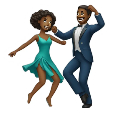 A woman and a man dancing together. sticker