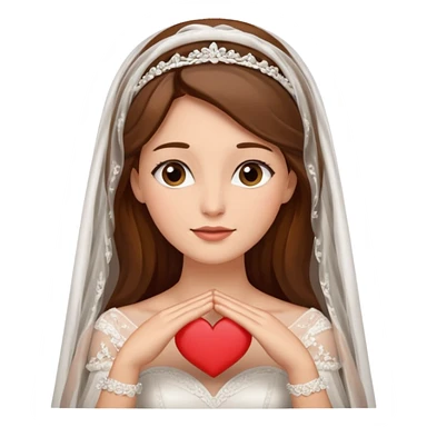 Blonde skin bride with a long veil with brown hair with a chin on her face sticker