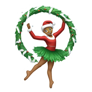 Christmas wreath with arms and legs dances ballet in the snow  sticker