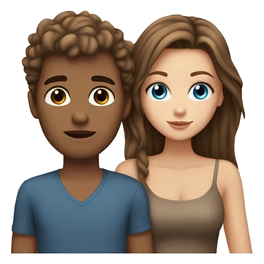 White girl with blue eyes brown hair kissing a guy with brown hair blue eyes and tan skin sticker