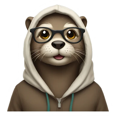 An otter who is wearing a hoodie and wearing glasses sticker