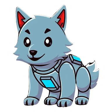 cyber wolf bot analyzing football stats with holographic football interface sticker