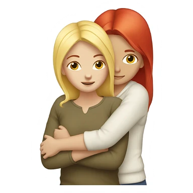 Blonde and red hair girls hugs sticker
