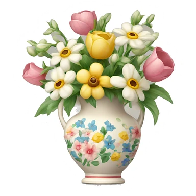 Pretty vase with floral pattern sticker