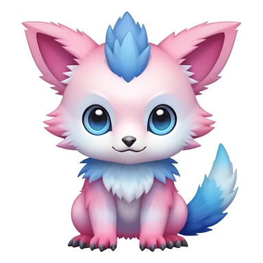 Cute cool kawaii pink-white-blue-gradient fakemon-digimon-Trico-creature sticker