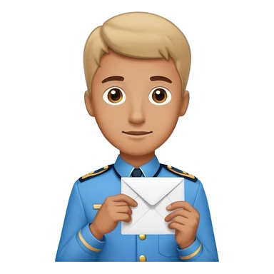 mailman in lightblue uniform holding letter sticker