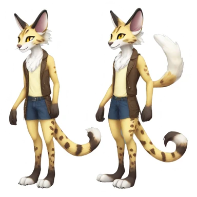 Anthro Epic Beautiful Handsome Pretty Colorful Sergal-Serval-Vernid full body sticker