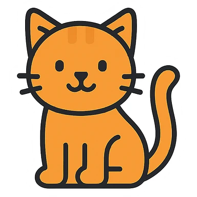 orange cute cat, color outline icon style sticker