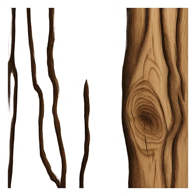 a tree trunk grain from the side sticker