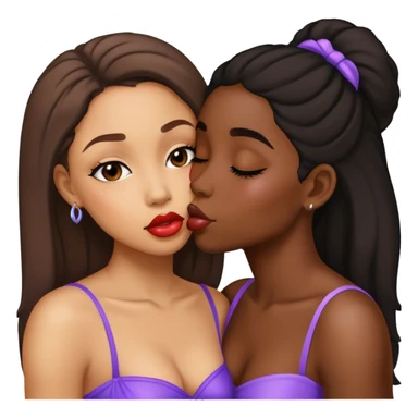 Lightskin and darkskin women kissing sticker