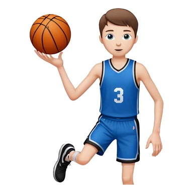 Tall, white, skinny, playing basketball, brown short hair, blue eyes, wearing black uniform
 sticker