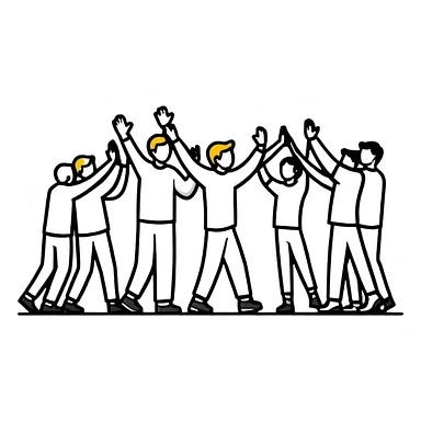 team high-fiving each other sticker