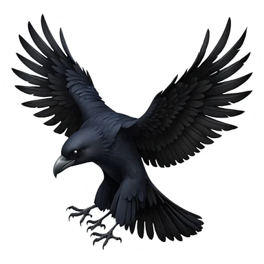 Back of black raven with wings spread sticker