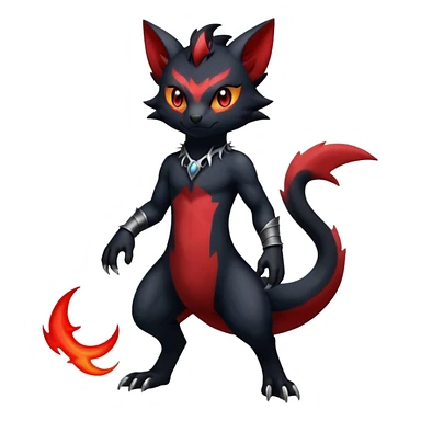 Shiny Dark Gothic Badass Handsome Salandit-Zorua-Litten full body sticker