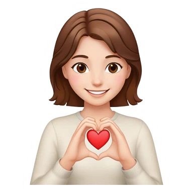 brown hair girl smiling making heart from her hands  sticker