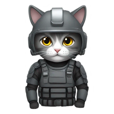 grey cat in riot gear sticker