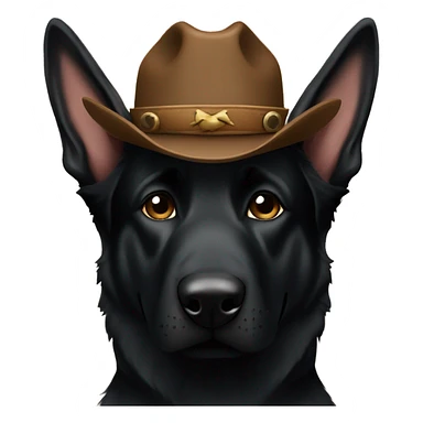 All black German shepherd cowboy  sticker