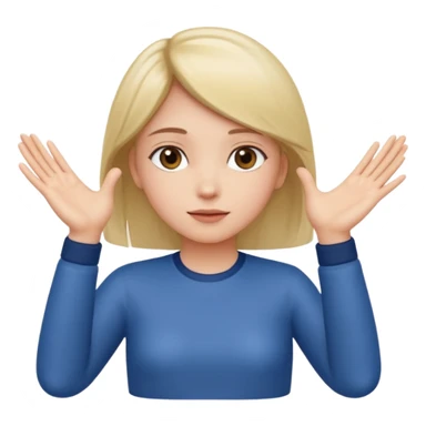 Girl with two hands in front out palms facing upwards and hands in front of her LOWER and her left hand slightly lower than her right hand sticker