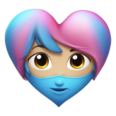 corazon con purpurina azul y rosa sticker