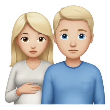 Asian girl with brown eyes pregnant and blonde white guy with blue eyes couple  sticker