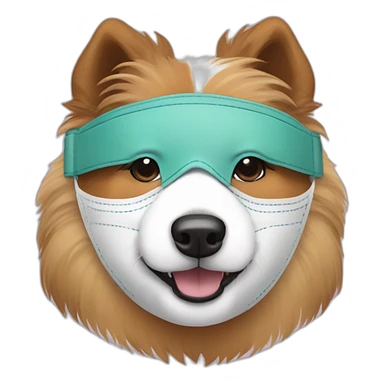 Shetland sheepdog wearing chirurgical mask sticker