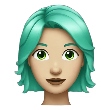 woman with blue eyes ande green hair  sticker