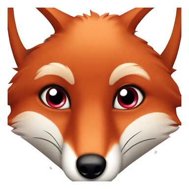 "deep lush red fox face" with hearts in eyes sticker