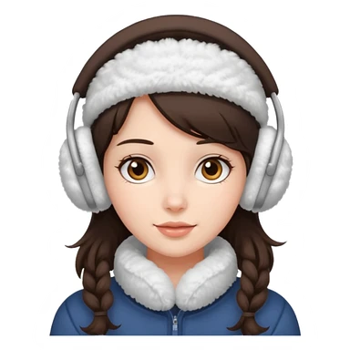 pretty brunette girl wearing cozy winter white earmuffs sticker