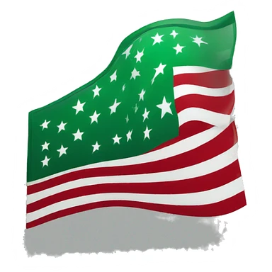 United states flag with a green square, black stars, red and black stripes sticker