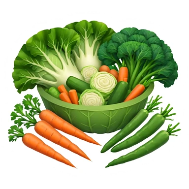Mixed vegetables (chunks of cabbage, broccoli florets, green beans, sliced carrots, sliced zucchini) sticker