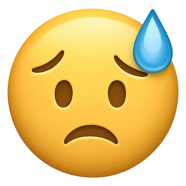 face with cold sweat emoji, digital illustration, no background sticker