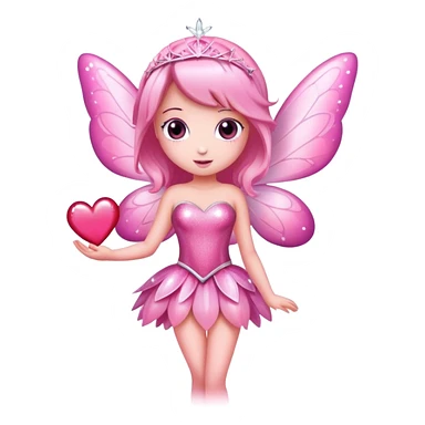 pink fairy sparkle love heart sticker
