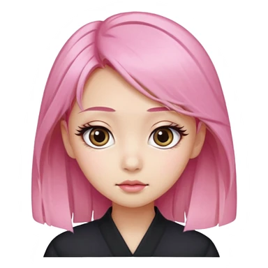 An Asian girl with pink-blonde hair, big eyes, thick eyebrows, and long eyelashes; only her head... sticker