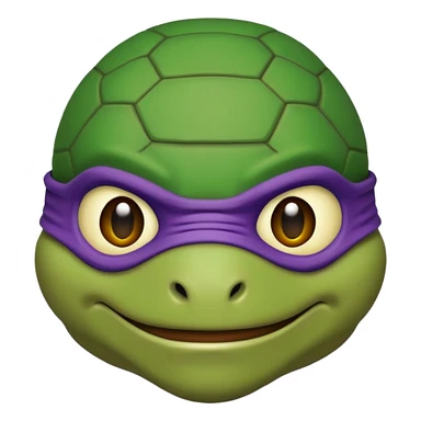 Donatello from Teenage Mutant Ninja Turtles, emoji style, with a shell detail sticker