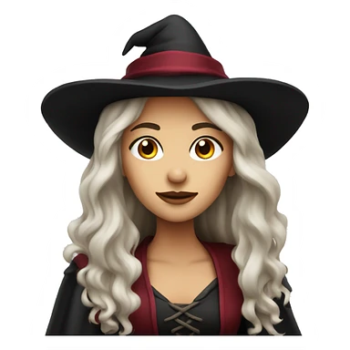 beautiful long haired witch, red, black, burgundy sticker