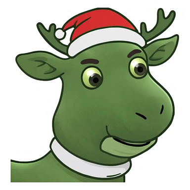 christmas reindeer wearing a santa hat sticker