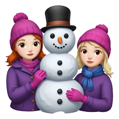 Virginia Poe and Maria Clemm building a snowman sticker