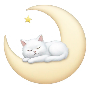 White Persian cat sleeping on crescent moon  sticker