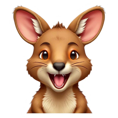 Cinematic Cute Yawning Kangaroo Portrait Emoji, Head tilted slightly with a dramatic, wide-open yawn, showcasing a soft, downy red-orange fur with gently drooping ears and round amber eyes barely open in drowsy contentment, Simplified yet irresistibly adorable features, highly detailed, glowing with a soft, cozy glow, high shine, relaxed yet expressive, stylized with a touch of outback charm, bright and endearing, soft glowing outline, capturing the essence of a sleepy yet affectionate kangaroo, so drowsy it feels like it could stretch out of the screen and curl up for a nap! sticker